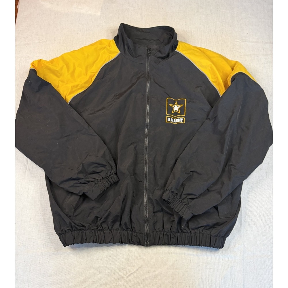 Vtg US Army Recruiting Jacket Men's -- X-Large - Short -Black Yellow Windbreaker